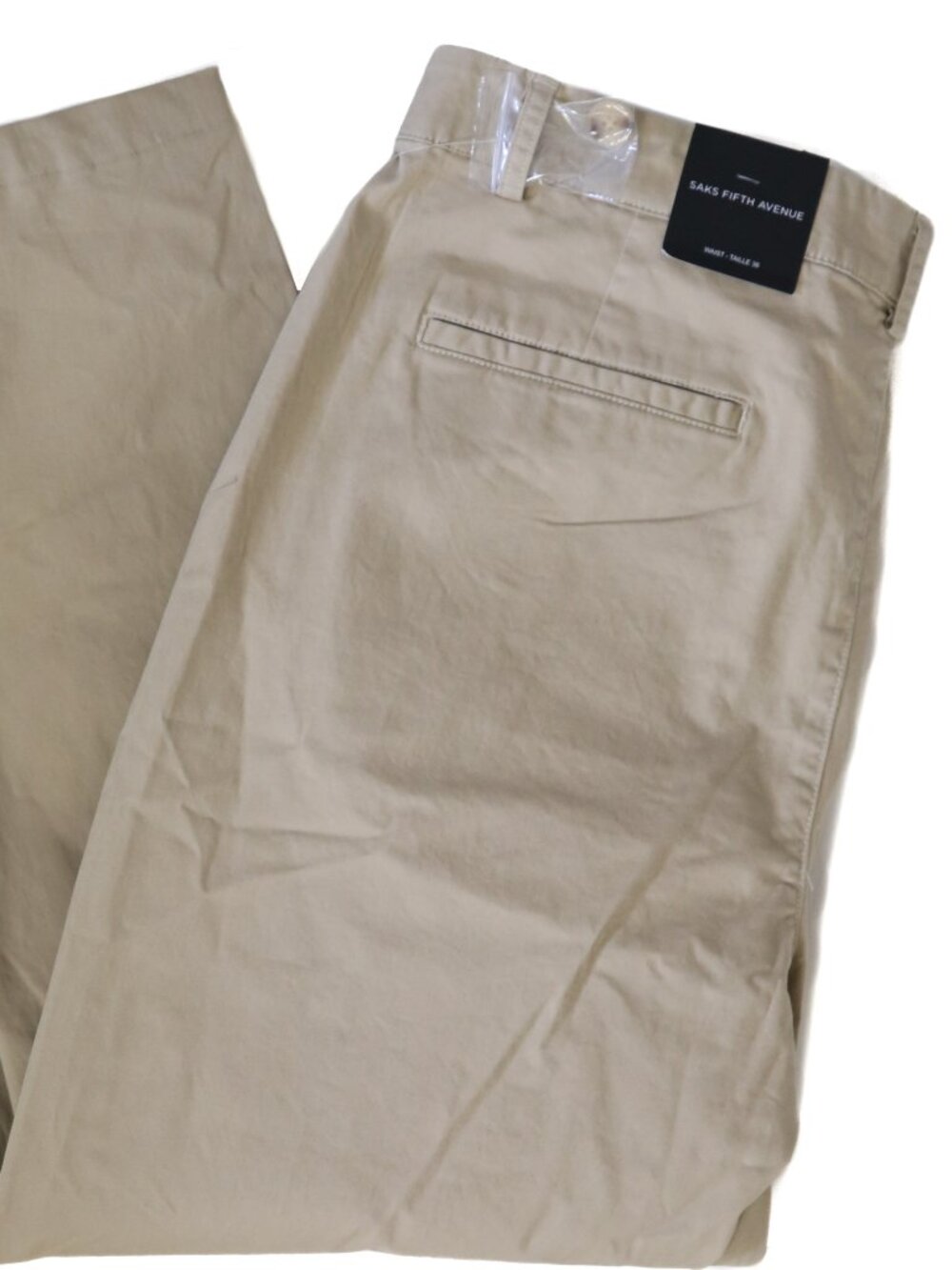 NWT! Saks Fifth Avenue Mens Khaki Pants Sz 38 x 28 Chino Stretch Business Casual